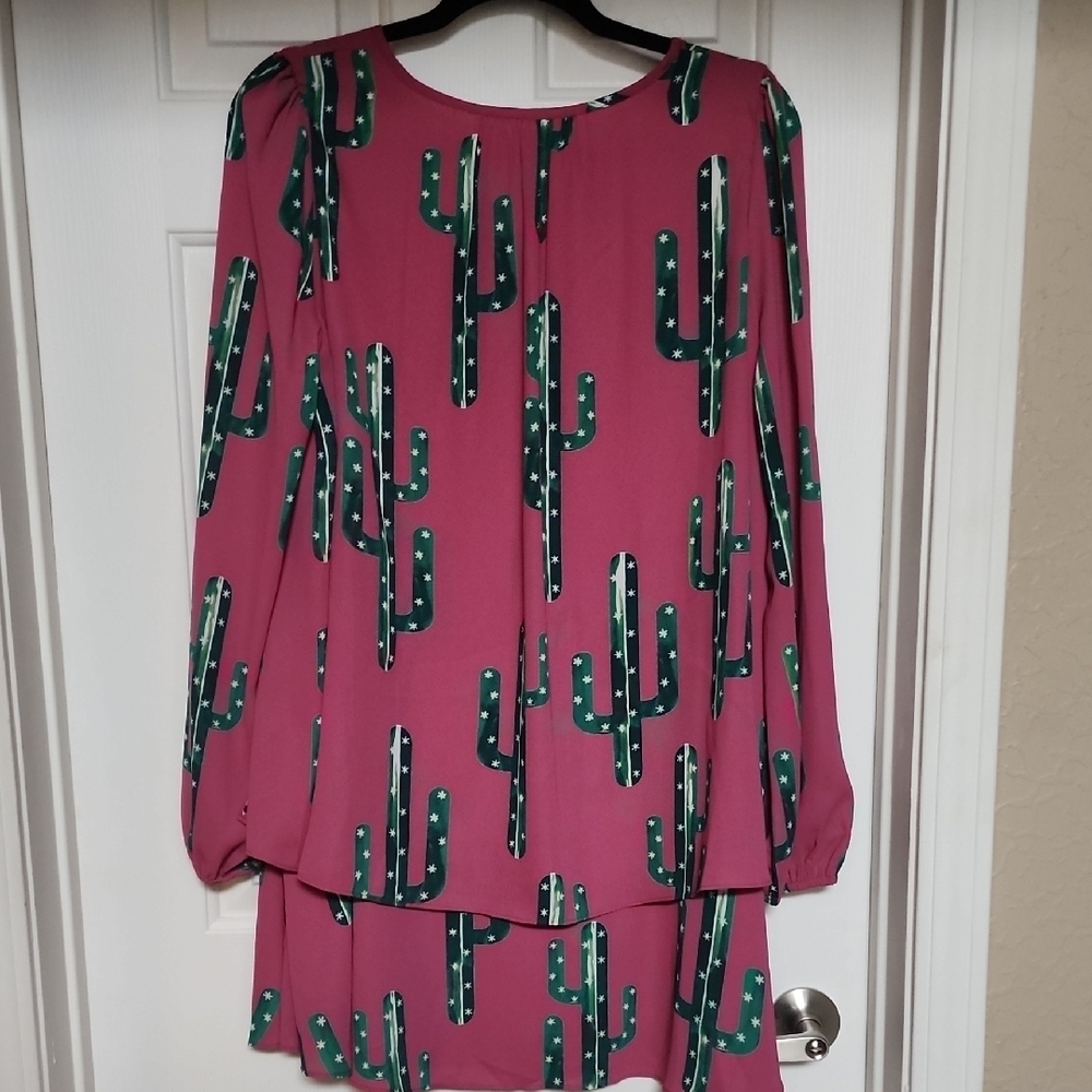 Izzy & Lola Pink Cactus Print Mini Dress - Picture 6 of 8
